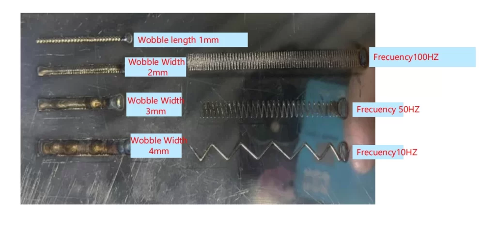 Laser Welding Parameter Setting Guide: Power, Wire Feed Speed, Wobble Width & Best Welding Results | STRION LASER | Samples of wobble length and the wobble frequency 1776763321