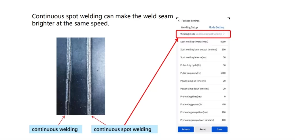 Laser Welding Parameter Setting Guide: Power, Wire Feed Speed, Wobble Width & Best Welding Results | STRION LASER | The influence of continuous spot welding on welding 1776763341