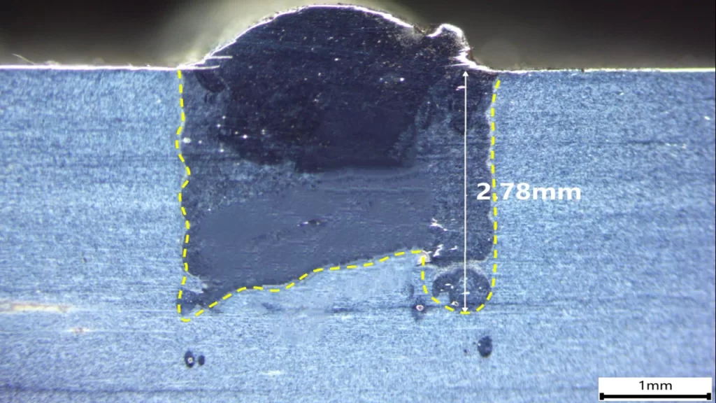 Fiber Core Diameter in Handheld Laser Welding Machine: 5mm Stainless Steel Test | Sichuan Strongest Laser Technology Co., Ltd 16 μm fiber core, reached approximately 2.78 mm effective penetration